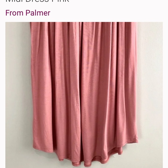 From Palmer Preppy Soft Stretchy Flowy Empire Waist Short Sleeve Midi Dress Pink - Picture 9 of 9